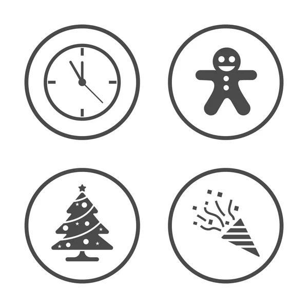 Winter season and Christmas New Year icons set — Stock Vector