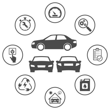 Araba için ilgili ayarla basit yuvarlak simgeler. Vektör simgesi tasarım