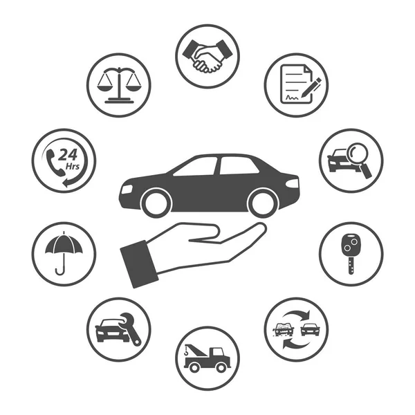 Coche, conjunto de iconos redondeados simples. Diseño de icono vectorial — Vector de stock