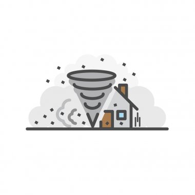 Fırtına evi yok. Doğal afet kavramı, vektör düz çizgi 