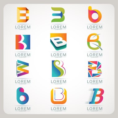Logo mektup b öğesini ve soyut web simgesi ve küre vektör simgesi