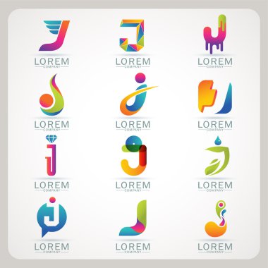 Logo mektup j öğesini ve soyut web simgesi ve küre vektör simgesi