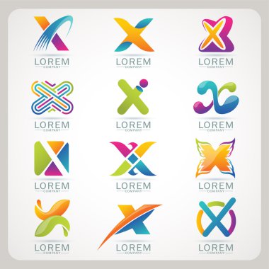 Logo mektup x öğe ve soyut web simgesi ve küre vektör simgesi