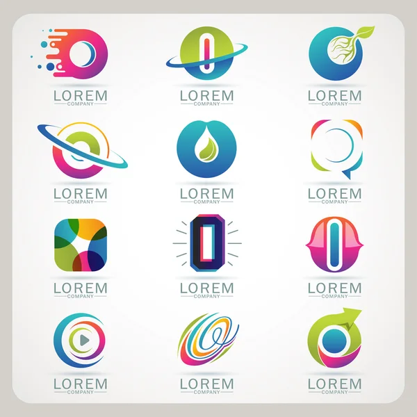 Logotipo letra o elemento y web abstracta icono y globo símbolo vectorial — Vector de stock