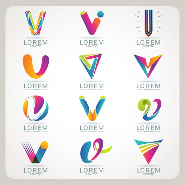 Logo brief v element en abstracte web pictogram en globe vector symbool — Stockvector