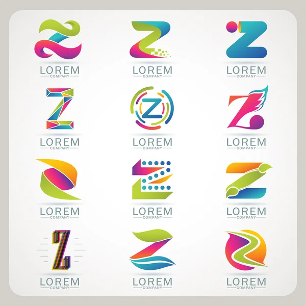 Logo lettre z élément et abstrait web icône et globe vecteur symbole — Image vectorielle