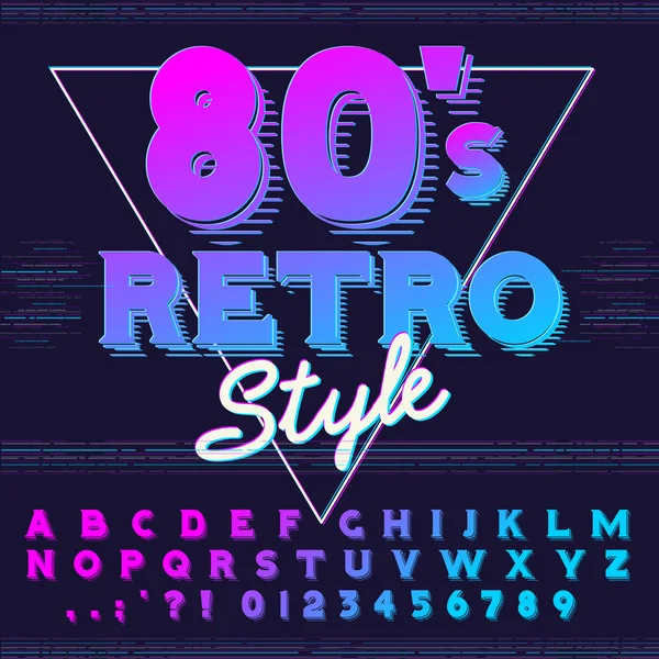 80's retro alphabet font. Retro Alphabet vector Old style graphic poster. Eighties style. — Stock Vector