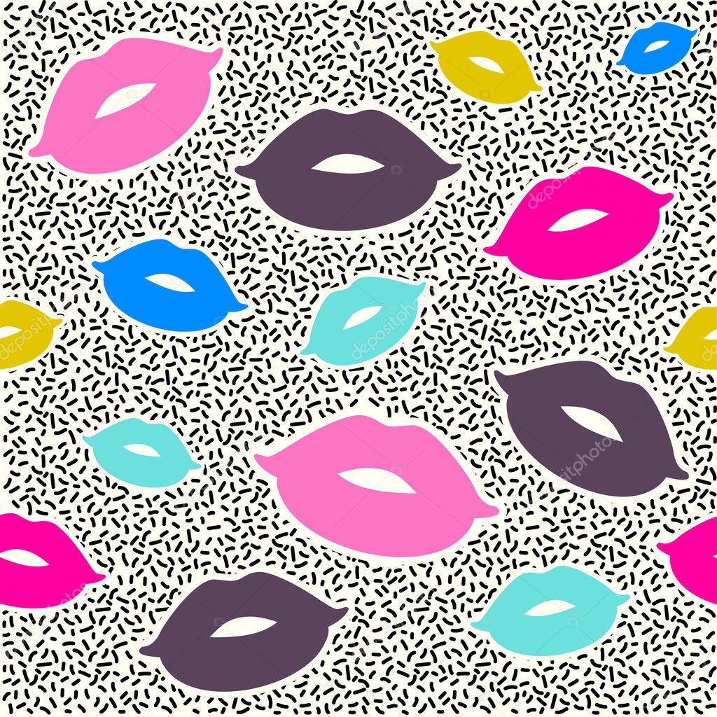 80s Retro Seamless Lips Pattern