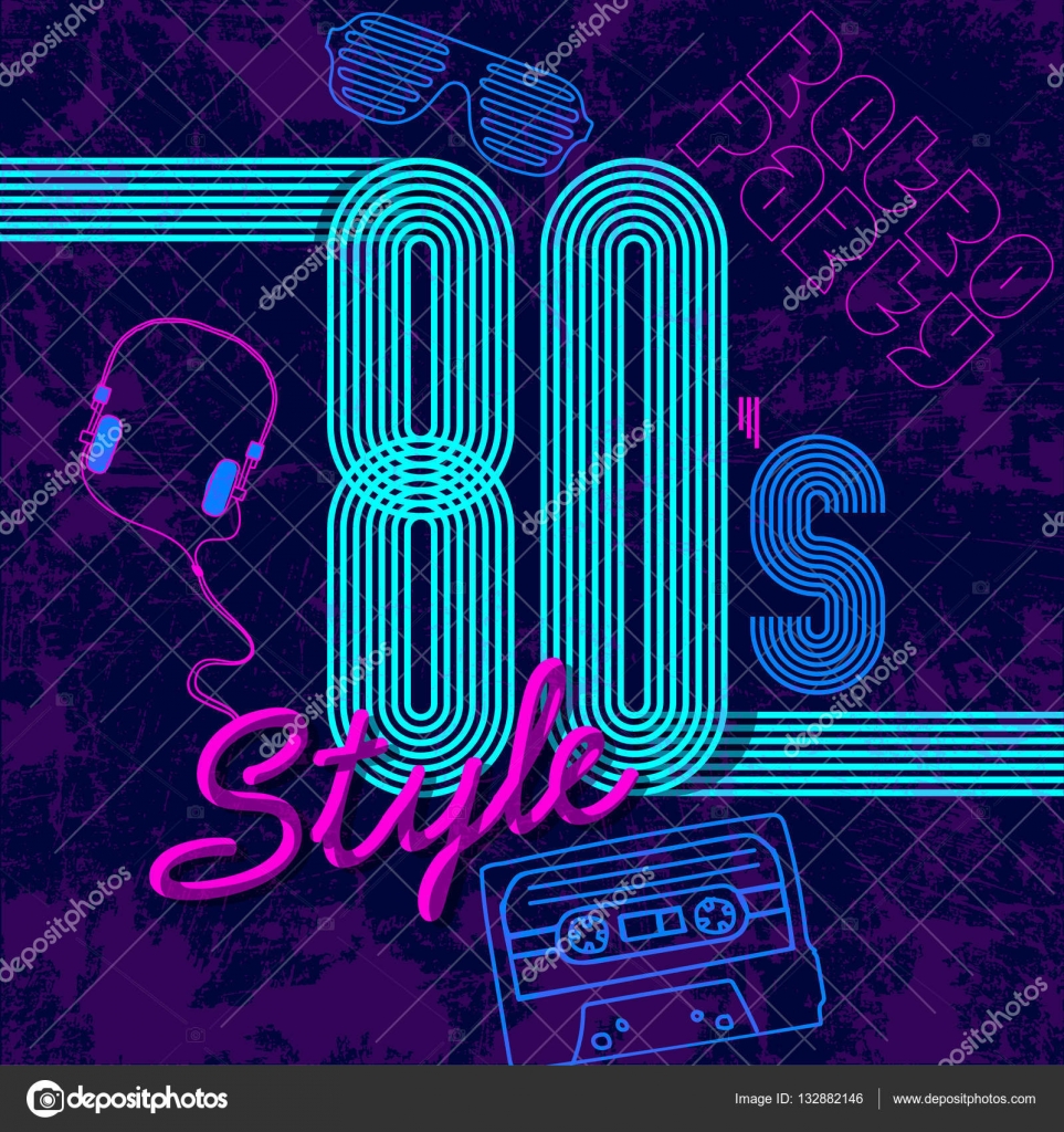 Back to the 80's. Retro style 80s disco design neon. 80s party, 80s fashion  Stock Vector by ©brainpencil1 132882146