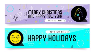 Satılık Web sitesi mobil banner şablon kümesi. Modern ve 80 's, 90 's stil kartpostal ve web afiş.