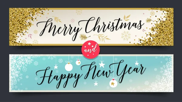 Verzameling van Kerstmis en Nieuwjaar sociale media banners, webbanners, briefkaart en poster — Stockvector