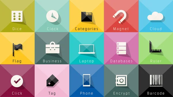Raccolta di icone vettoriali. Colori eleganti di oggetti di web design, business, articoli per ufficio . — Vettoriale Stock