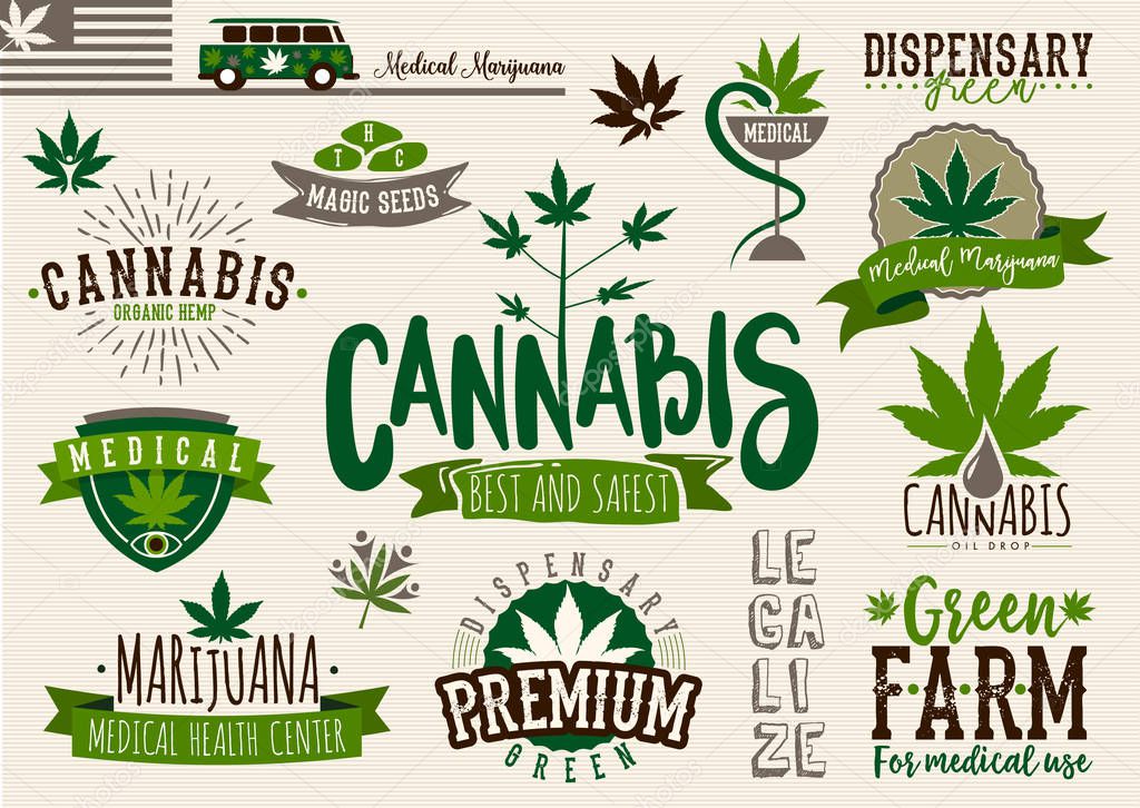 Medical marijuana product label and logo graphic template