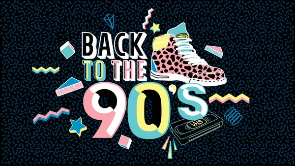 Voltar para o cartaz 80s-90s.Memphis, cartão de convite e banner — Vetor de Stock