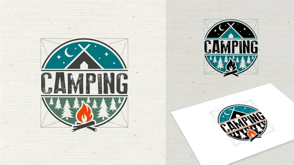 Logo, campinglogo for emblem. Utendørs aktivitetssymbol . – stockvektor