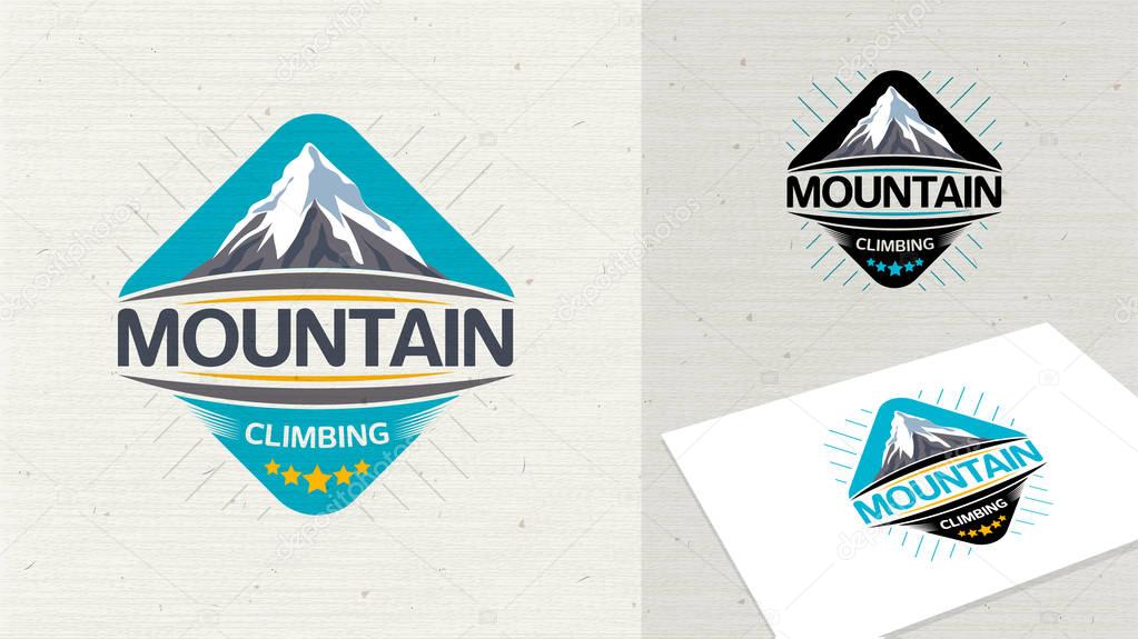 Logo, mountain climbing vector logo template. Outdoor climbing label.