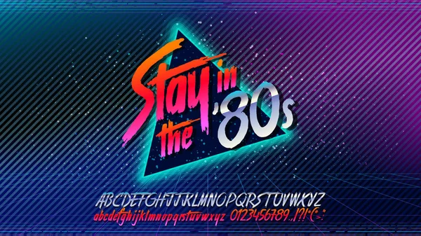 80s, Stay in the 80's. Retro alphabet font banner and vector Old style poster. — Stock Vector