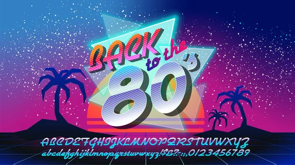 Terug naar de jaren 80. Retro elementen kleurrijke achtergrond. Jaren tachtig vector grafische poster — Stockvector