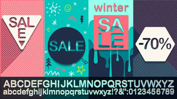 Venta. Trendy Winter Sale Plantilla de banner moderna para redes sociales y aplicaciones móviles . — Vector de stock