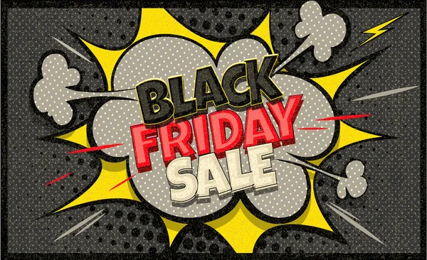 Black Friday Sale Pop Art Wolkenblase. Saisonverkauf. trendige bunte Vintage Hintergrund. — Stockvektor