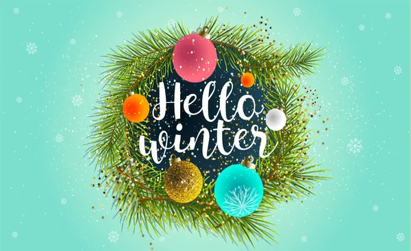 2018 Hello Winter Happy New Year Background Your Seasonal Flyer — Stock Vector