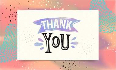 Tebrik kartı poster hat ile teşekkür ederim. Altın havai fişek yıldızı ve kalpleri. Floresan arka plan üzerinde el yazısı fırça yazı. Trendy 80's ve 90's stil şablonunu kolay düzenlenebilir Your tasarımı için.