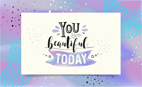 You Beautiful Today Modern Memphis Style Poster Banner Vector Graphic — Stock Vector