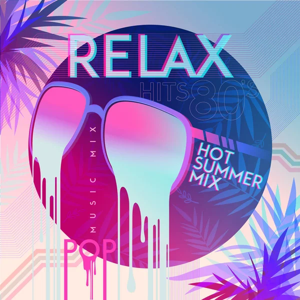 Relax Hot Summer Mix Ultra Violet Retro Style Pop Disco — Stock Vector