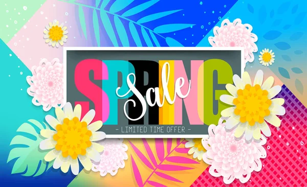 Verkoop Lente Banner Trendy Textuur Seizoen Roeping Weekend Vakantie Logo — Stockvector