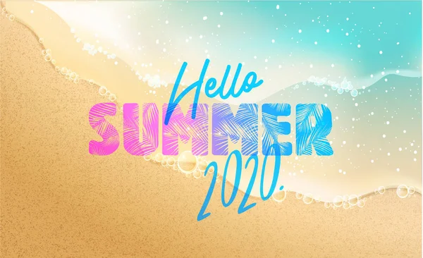 Summer Time Banner New Trendy Realistic Sand Sea Texture Season — Stock Vector