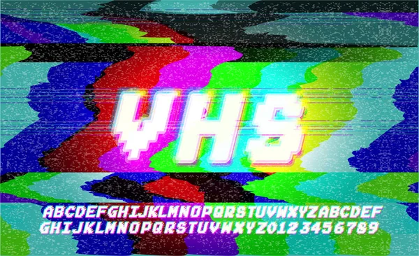 Glitch Error Vhs Vector Φράση Pixel Art Στυλ Οθόνη Δυσλειτουργία — Διανυσματικό Αρχείο