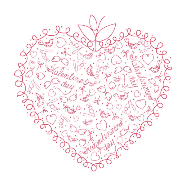 Linda Ilustración Dibujada Mano Para Día San Valentín Con Letras — Vector de stock