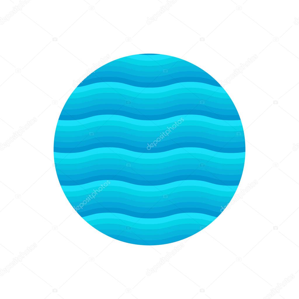 Blue waves on a white background. Round vector isolated icon.