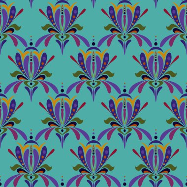 Şekillendirilmiş bitkisel elementlerle kusursuz vektör deseni.