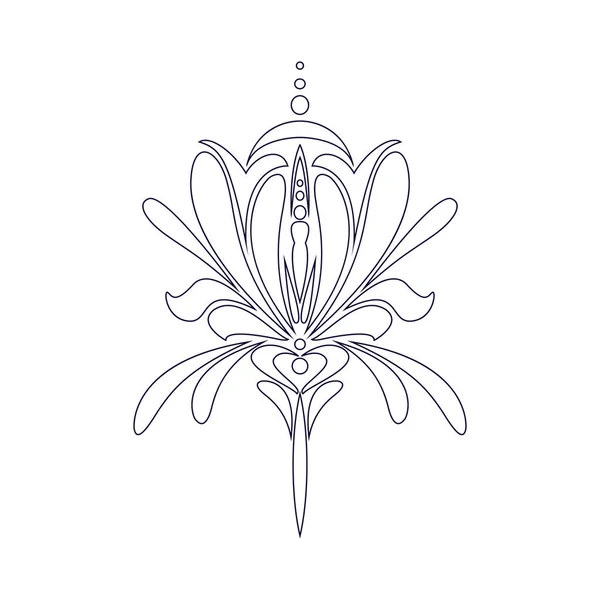 Stilisierte Illustration Einer Blühenden Blume Schwarz Weißes Lineares Vektorsymbol — Stockvektor