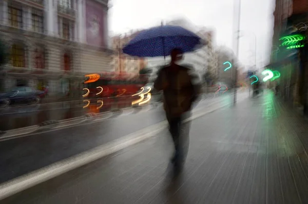 People Walking Umbrella Rainy Days Bilbao City Spain — Stock Photo, Image