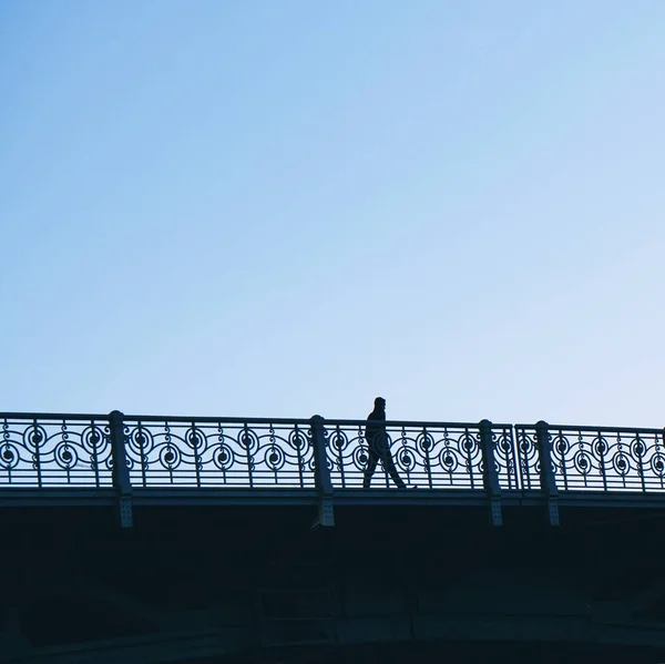 Mensen Silhouet Brug Bilbao Stad Spanje — Stockfoto