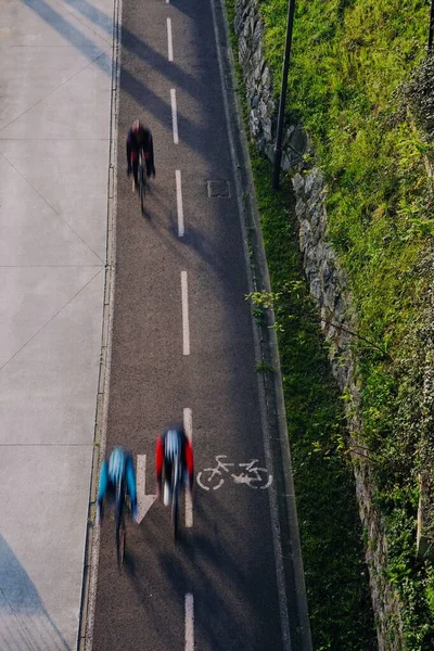 Menschen Die Ein Fahrrad Auf Der Straße Bilbao Stadt Spanien — Stockfoto