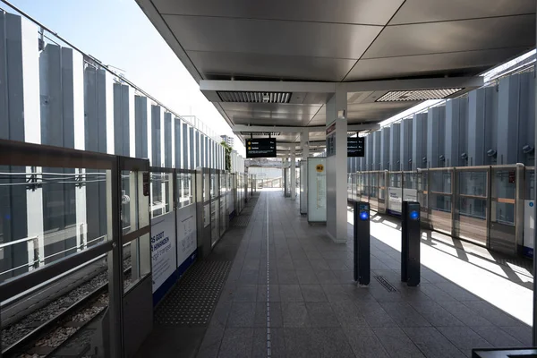 Metro station bovengronds geen mensen, Denemarken, corona Rechtenvrije Stockafbeeldingen