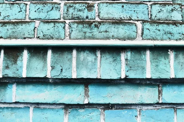 高解像度蓝色 老化及风化砖墙壁的详细近景 — 图库照片