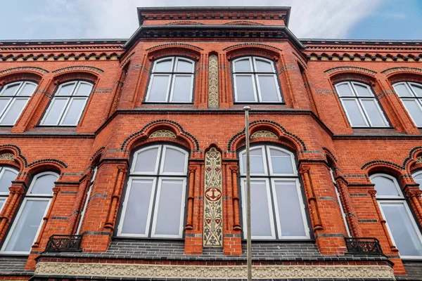 Belas Fachadas Edifícios Históricos Flensburg Norte Alemanha — Fotografia de Stock
