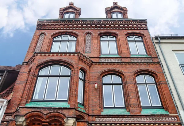 Krásné Fasády Historických Budov Flensburgu Severním Německu — Stock fotografie