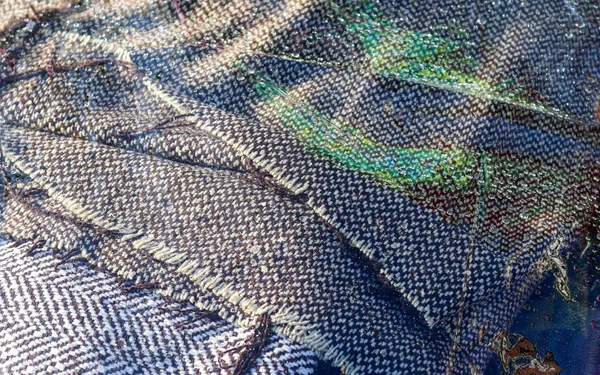纺织品折叠织物成堆的详细近景 — 图库照片