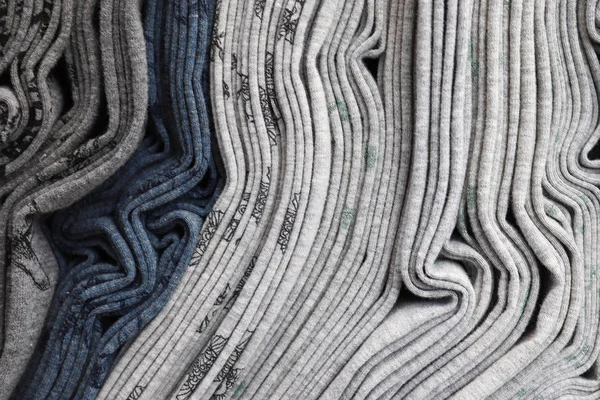 Detailed Close View Piles Folded Fabrics Textiles — Stock Photo, Image