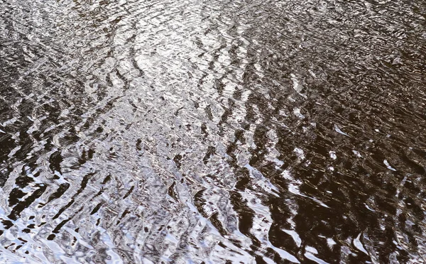 Detailaufnahme Einer Wasseroberfläche Die Den Blauen Himmel Und Etwas Sonnenlicht — Stockfoto