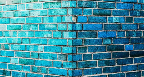 Vue Rapprochée Détaillée Sur Beaux Murs Briques Bleues Vieillis Altérés — Photo
