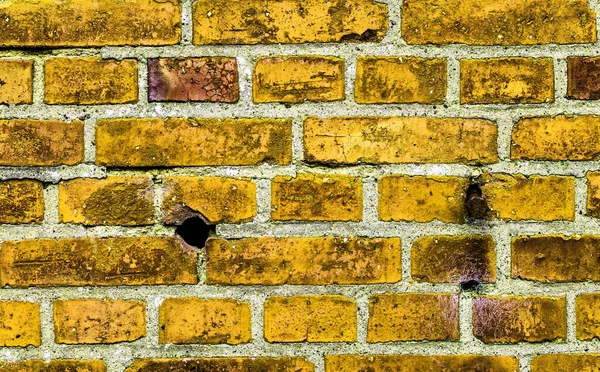 Yaş Yıpranmış Sarı Tuğla Duvar Dokularının Detaylı Görünümü — Stok fotoğraf