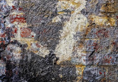 Tarihi binalardaki eski tuğla duvarların detaylı yakın görüntüsü