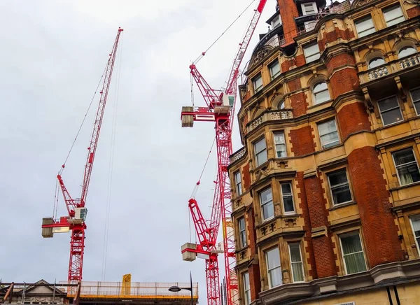 Mehrere Kräne Auf Baustellen Hohen Gebäuden London — Stockfoto