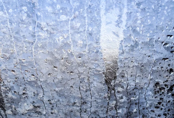 Schöne Eisblumen Fenster Einem Kalten Wintertag — Stockfoto